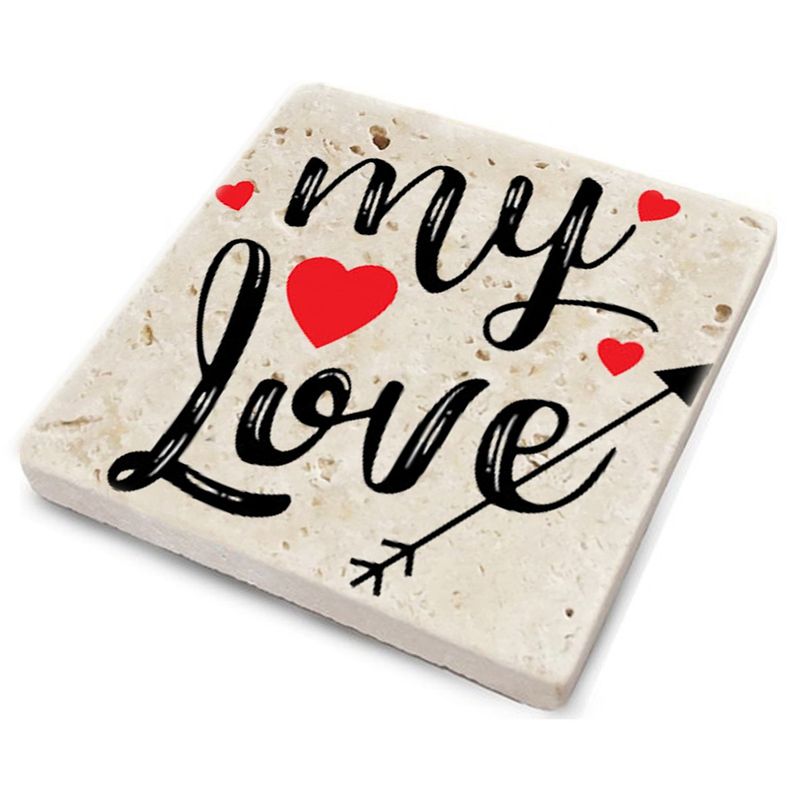 Casa si Gradina - Bucatarie si vesela - Accesorii bar - Suporturi bauturi - Set suporturi pentru pahare, Hermia, piatra naturala, multicolor, 10x10x1 cm, 4 bucati, 366TYR1183 - Infinity.ro