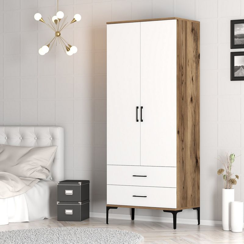 Casa si Gradina - Mobilier - Dulapuri si sifoniere - Sifoniere - Sifonier, Hanah Home, pal melaminat, nuc si alb, 80x47.5x201.4 cm, 845HCT5415 - Infinity.ro