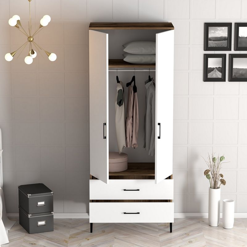 Casa si Gradina - Mobilier - Dulapuri si sifoniere - Sifoniere - Sifonier, Hanah Home, pal melaminat, nuc si alb, 80x47.5x201.4 cm, 845HCT5415 - Infinity.ro