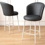 Casa si Gradina - Mobilier - Scaune si fotolii - Tabureti - Set taburete bar, Hanah Home, metal, antracit si alb, 46x40x107 cm, 240CHR1282 - Infinity.ro