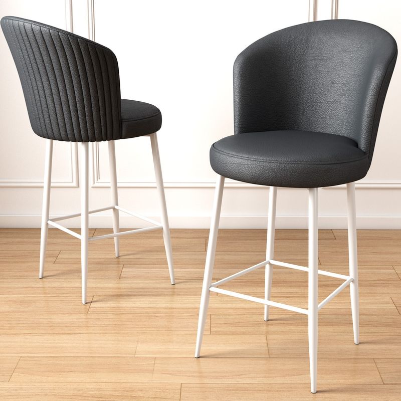 Casa si Gradina - Mobilier - Scaune si fotolii - Tabureti - Set taburete bar, Hanah Home, metal, antracit si alb, 46x40x107 cm, 240CHR1282 - Infinity.ro