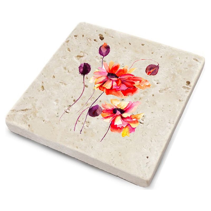 Casa si Gradina - Bucatarie si vesela - Accesorii bar - Suporturi bauturi - Set suporturi pentru pahare, Hermia, piatra naturala, multicolor, 10x10x1 cm, 4 bucati, 366TYR1132 - Infinity.ro