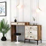 Casa si Gradina - Mobilier - Comode si corpuri - Masute de toaleta - Masa de machiaj, Hanah Home, pal melaminat, nuc si alb, 124x40x84.7 cm, 845HCT2303 - Infinity.ro