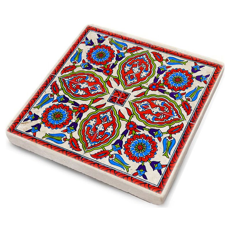 Casa si Gradina - Bucatarie si vesela - Accesorii bar - Suporturi bauturi - Set suporturi pentru pahare, Hermia, piatra naturala, multicolor, 10x10x1 cm, 4 bucati, 366TYR1106 - Infinity.ro