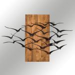 Casa si Gradina - Decoratiuni - Decoratiuni perete - Accesoriu decorativ de perete, Wallxpert, metal si lemn, negru si nuc, 86x58 cm - Infinity.ro