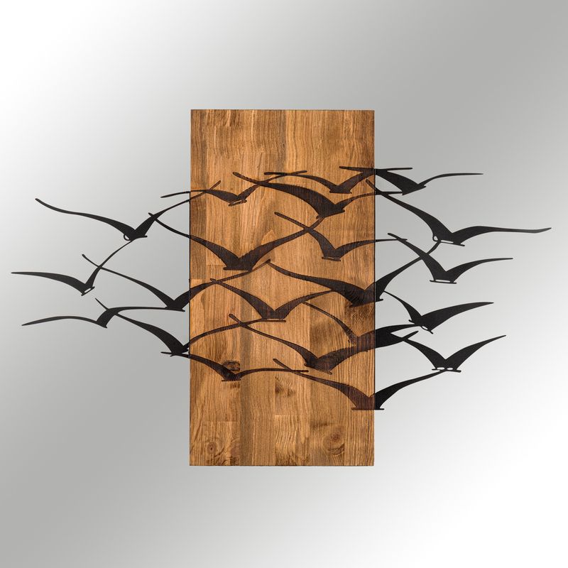 Casa si Gradina - Decoratiuni - Decoratiuni perete - Accesoriu decorativ de perete, Wallxpert, metal si lemn, negru si nuc, 86x58 cm - Infinity.ro