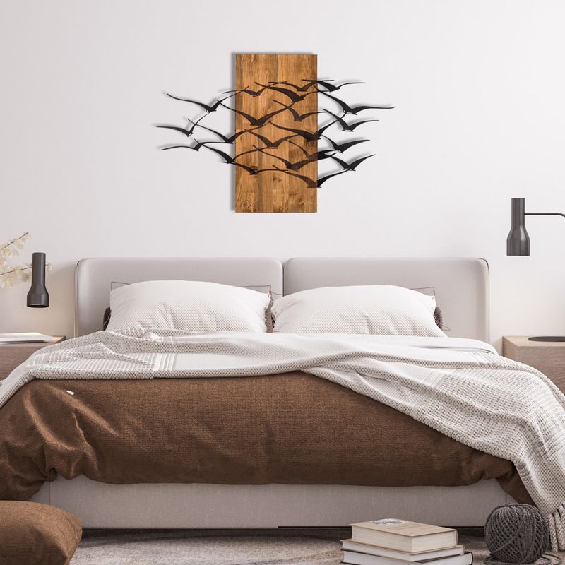 Casa si Gradina - Decoratiuni - Decoratiuni perete - Accesoriu decorativ de perete, Wallxpert, metal si lemn, negru si nuc, 86x58 cm - Infinity.ro
