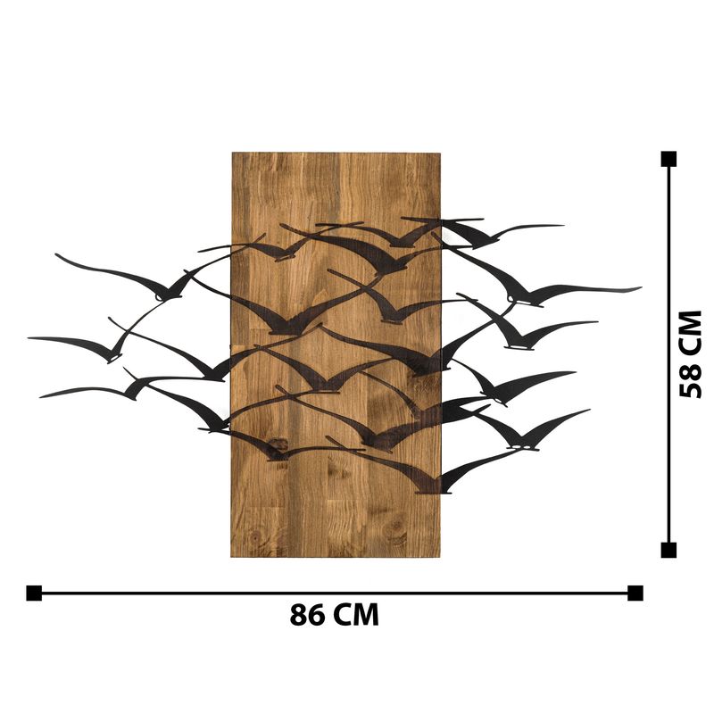 Casa si Gradina - Decoratiuni - Decoratiuni perete - Accesoriu decorativ de perete, Wallxpert, metal si lemn, negru si nuc, 86x58 cm - Infinity.ro