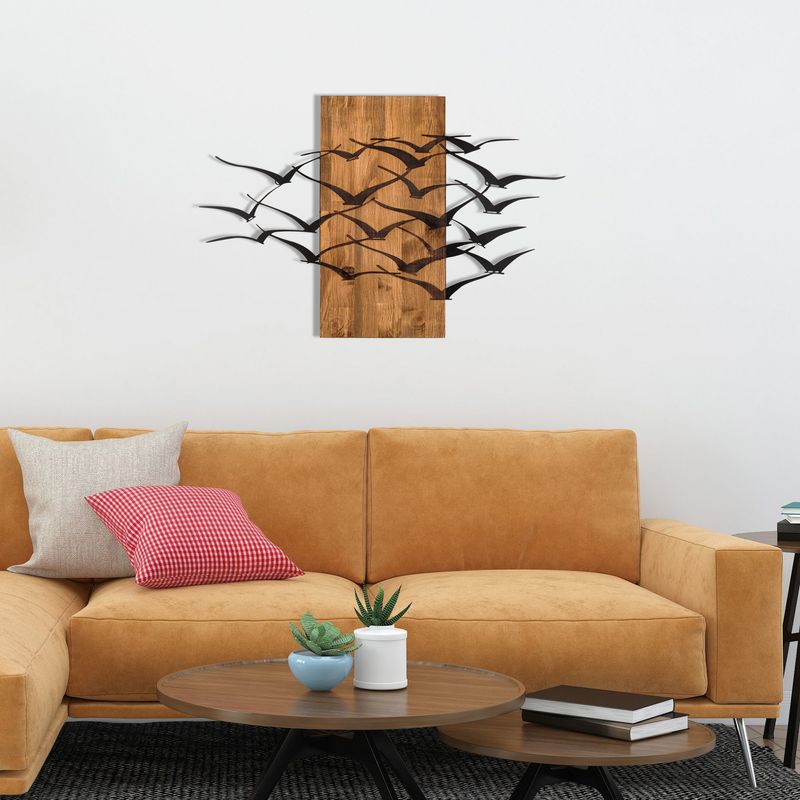 Casa si Gradina - Decoratiuni - Decoratiuni perete - Accesoriu decorativ de perete, Wallxpert, metal si lemn, negru si nuc, 86x58 cm - Infinity.ro