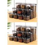 Casa si Gradina - Bucatarie si vesela - Organizare si depozitare bucatarie - Cutii alimentare - Set cutii depozitare, Hermia, plastic, antracit, 24 piese, 3 dimensiuni, 964FRM5362 - Infinity.ro