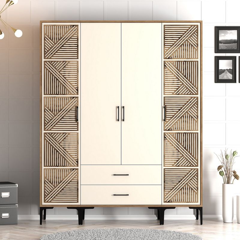 Casa si Gradina - Mobilier - Dulapuri si sifoniere - Sifoniere - Sifonier, Hanah Home, pal melaminat, nuc si crem, 160x201.4x47.5 cm, 845HCT5471 - Infinity.ro