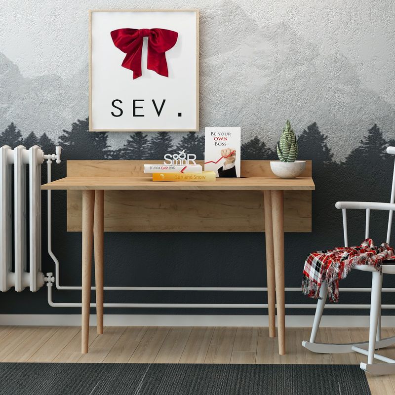 Casa si Gradina - Mobilier - Mese si birouri - Birouri - Birou de studiu, Hanah Home, pal melaminat, stejar, 120x61.8x74 cm - Infinity.ro