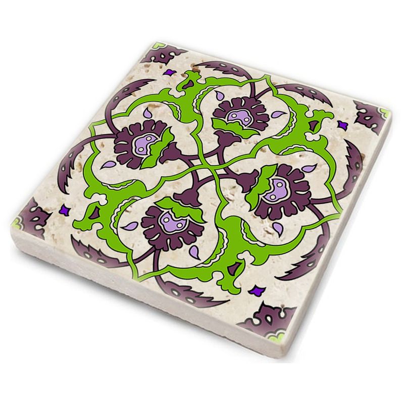 Casa si Gradina - Bucatarie si vesela - Accesorii bar - Suporturi bauturi - Set suporturi de pahare, Hermia, piatra naturala, multicolor, 10x10x1 cm, 4 bucati, 366TYR1109 - Infinity.ro