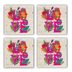Casa si Gradina - Bucatarie si vesela - Accesorii bar - Suporturi bauturi - Set suporturi pentru pahare, Hermia, piatra naturala, multicolor, 10x10x1 cm, 4 bucati, 366TYR1189 - Infinity.ro