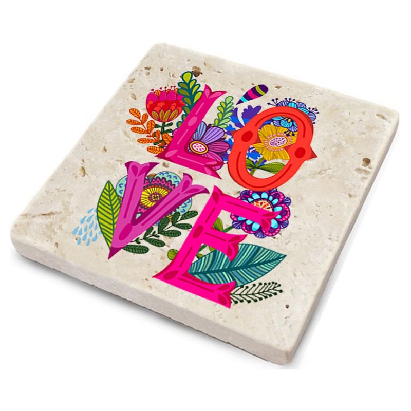 Casa si Gradina - Bucatarie si vesela - Accesorii bar - Suporturi bauturi - Set suporturi pentru pahare, Hermia, piatra naturala, multicolor, 10x10x1 cm, 4 bucati, 366TYR1189 - Infinity.ro