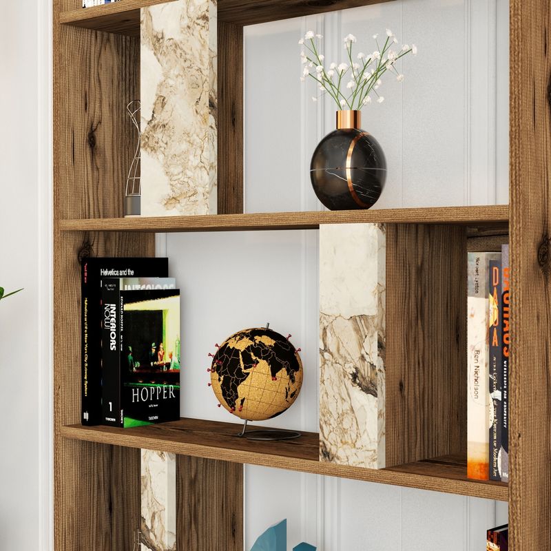 Casa si Gradina - Mobilier - Biblioteci si rafturi - Biblioteci - Biblioteca, Hanah Home, pal melaminat, nuc si alb, 90x20x180 cm - Infinity.ro