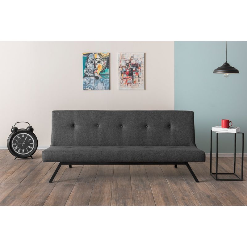 Casa si Gradina - Mobilier - Canapele si coltare - Canapele - Canapea extensibila 3 locuri, Hanah Home, metal, gri inchis, 180x102 cm - Infinity.ro
