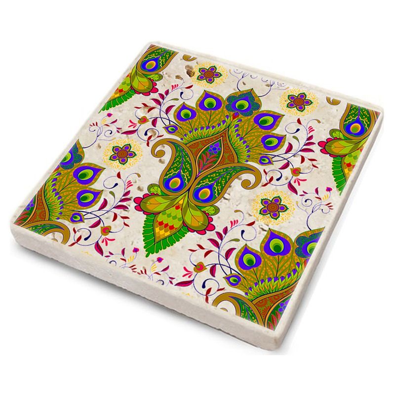 Casa si Gradina - Bucatarie si vesela - Accesorii bar - Suporturi bauturi - Set suporturi pahare, Hermia, piatra naturala, multicolor, 10x10x1 cm, 4 bucati, 366TYR1116 - Infinity.ro