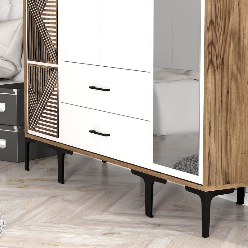 Casa si Gradina - Mobilier - Dulapuri si sifoniere - Sifoniere - Sifonier, Hanah Home, pal melaminat, nuc si alb, 160x47.5x201.4 cm, 845HCT5465 - Infinity.ro