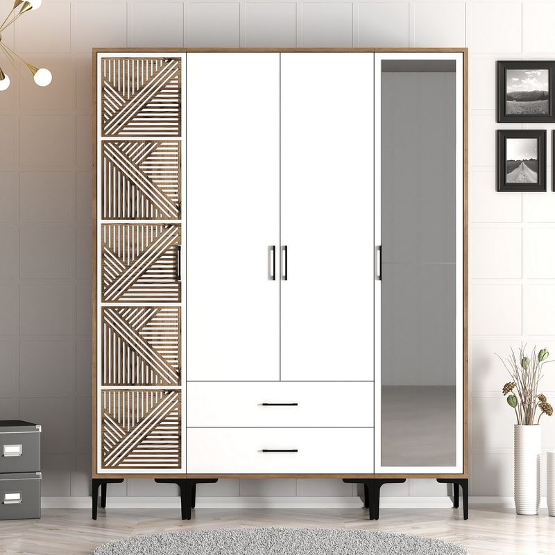 Casa si Gradina - Mobilier - Dulapuri si sifoniere - Sifoniere - Sifonier, Hanah Home, pal melaminat, nuc si alb, 160x47.5x201.4 cm, 845HCT5465 - Infinity.ro