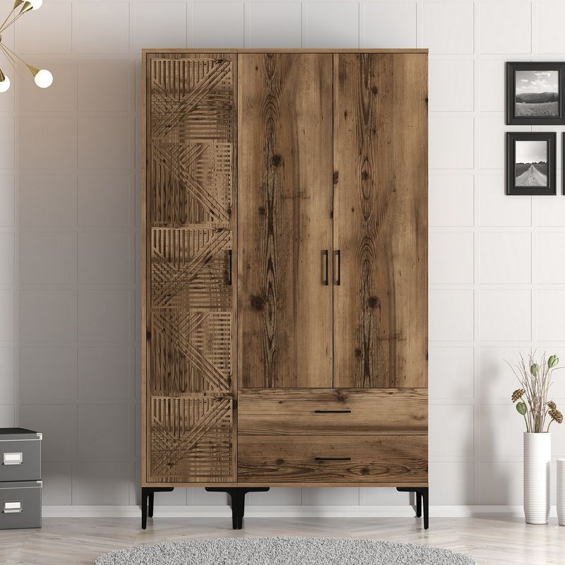 Casa si Gradina - Mobilier - Dulapuri si sifoniere - Sifoniere - Sifonier, Hanah Home, pal melaminat, nuc, 120x47.5x201.4 cm, 845HCT5452 - Infinity.ro
