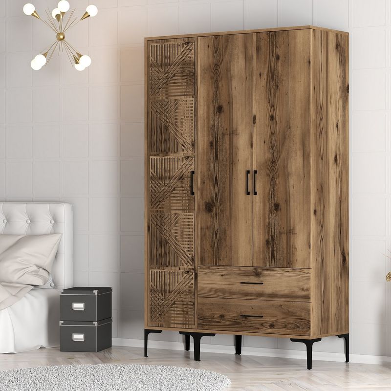Casa si Gradina - Mobilier - Dulapuri si sifoniere - Sifoniere - Sifonier, Hanah Home, pal melaminat, nuc, 120x47.5x201.4 cm, 845HCT5452 - Infinity.ro