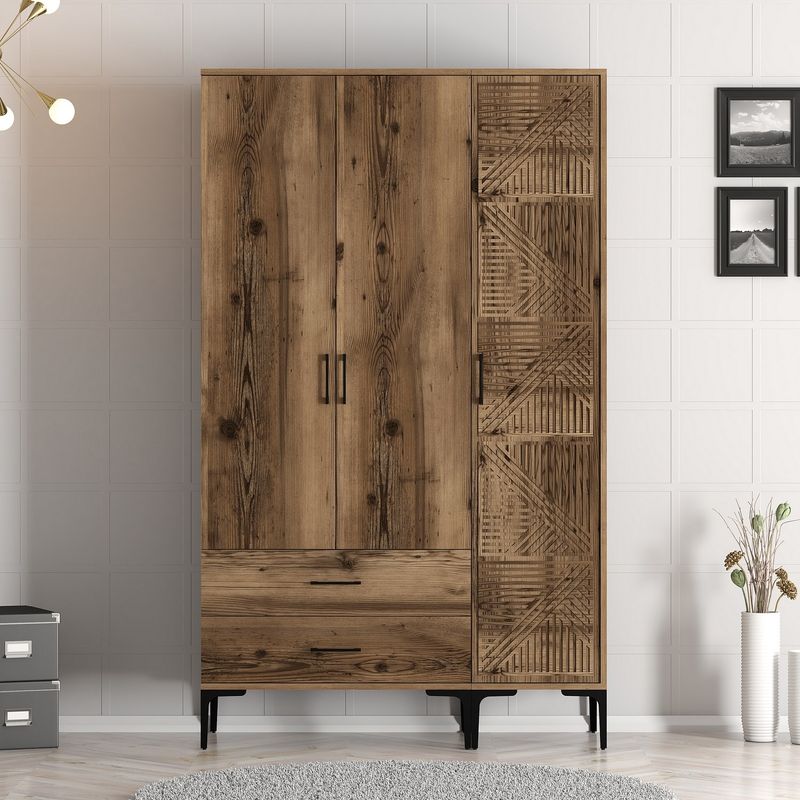 Casa si Gradina - Mobilier - Dulapuri si sifoniere - Sifoniere - Sifonier, Hanah Home, pal melaminat, nuc, 120x47.5x201.4 cm, 845HCT5452 - Infinity.ro