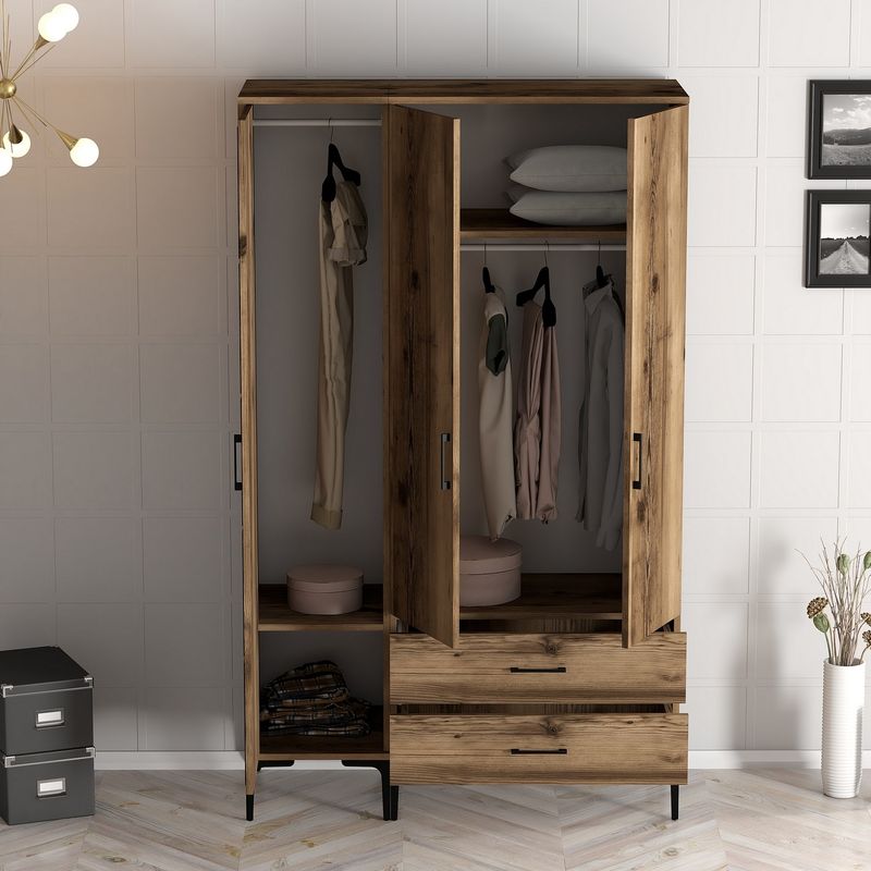Casa si Gradina - Mobilier - Dulapuri si sifoniere - Sifoniere - Sifonier, Hanah Home, pal melaminat, nuc, 120x47.5x201.4 cm, 845HCT5452 - Infinity.ro