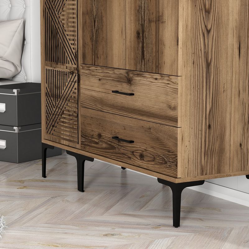 Casa si Gradina - Mobilier - Dulapuri si sifoniere - Sifoniere - Sifonier, Hanah Home, pal melaminat, nuc, 120x47.5x201.4 cm, 845HCT5452 - Infinity.ro