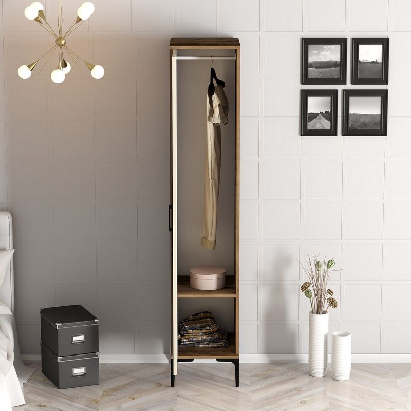 Casa si Gradina - Mobilier - Dulapuri si sifoniere - Sifoniere - Sifonier, Hanah Home, pal melaminat, nuc si crem, 40x47.5x201.4 cm, 845HCT5401 - Infinity.ro