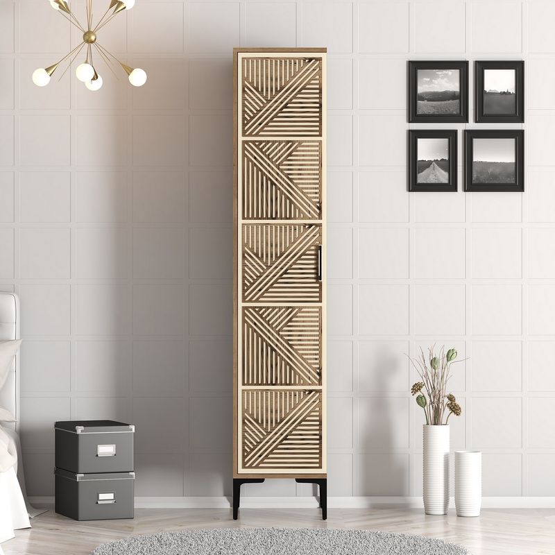 Casa si Gradina - Mobilier - Dulapuri si sifoniere - Sifoniere - Sifonier, Hanah Home, pal melaminat, nuc si crem, 40x47.5x201.4 cm, 845HCT5401 - Infinity.ro