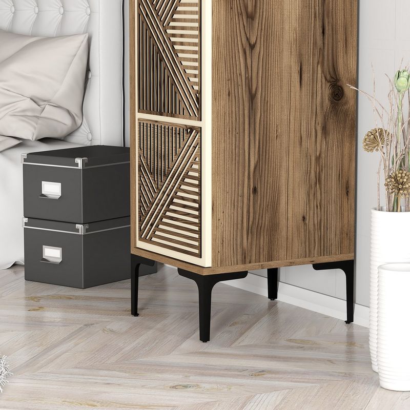 Casa si Gradina - Mobilier - Dulapuri si sifoniere - Sifoniere - Sifonier, Hanah Home, pal melaminat, nuc si crem, 40x47.5x201.4 cm, 845HCT5401 - Infinity.ro