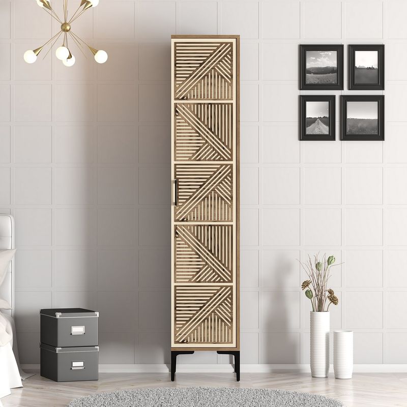 Casa si Gradina - Mobilier - Dulapuri si sifoniere - Sifoniere - Sifonier, Hanah Home, pal melaminat, nuc si crem, 40x47.5x201.4 cm, 845HCT5401 - Infinity.ro