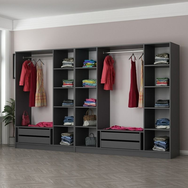 Casa si Gradina - Mobilier - Dulapuri si sifoniere - Sifoniere - Sifonier, Hanah Home, pal melaminat, antracit si negru, 315x52x210 cm, 506MNR2986 - Infinity.ro