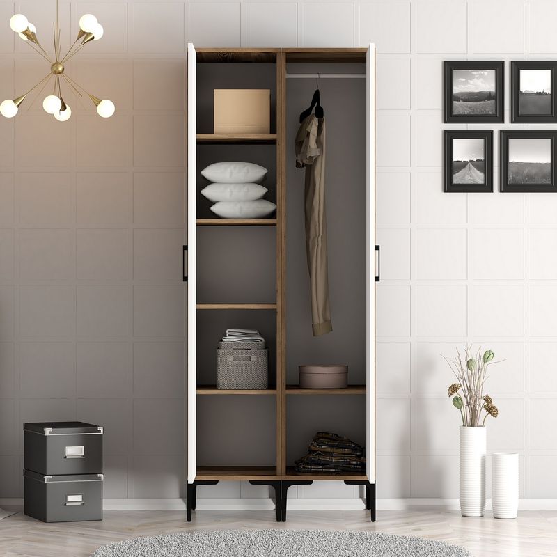 Casa si Gradina - Mobilier - Dulapuri si sifoniere - Sifoniere - Sifonier, Hanah Home, pal melaminat, nuc si alb, 80x47.5x201.4 cm, 845HCT5440 - Infinity.ro