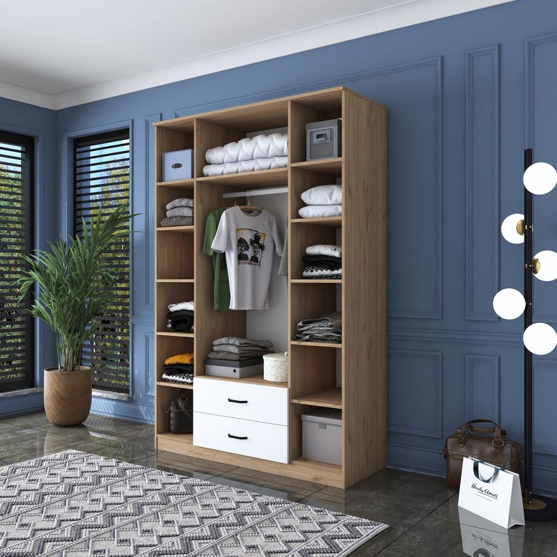 Casa si Gradina - Mobilier - Dulapuri si sifoniere - Sifoniere - Sifonier, Hanah Home, pal melaminat, nuc si alb, 210x210x51.5 cm, 893RAN5406 - Infinity.ro