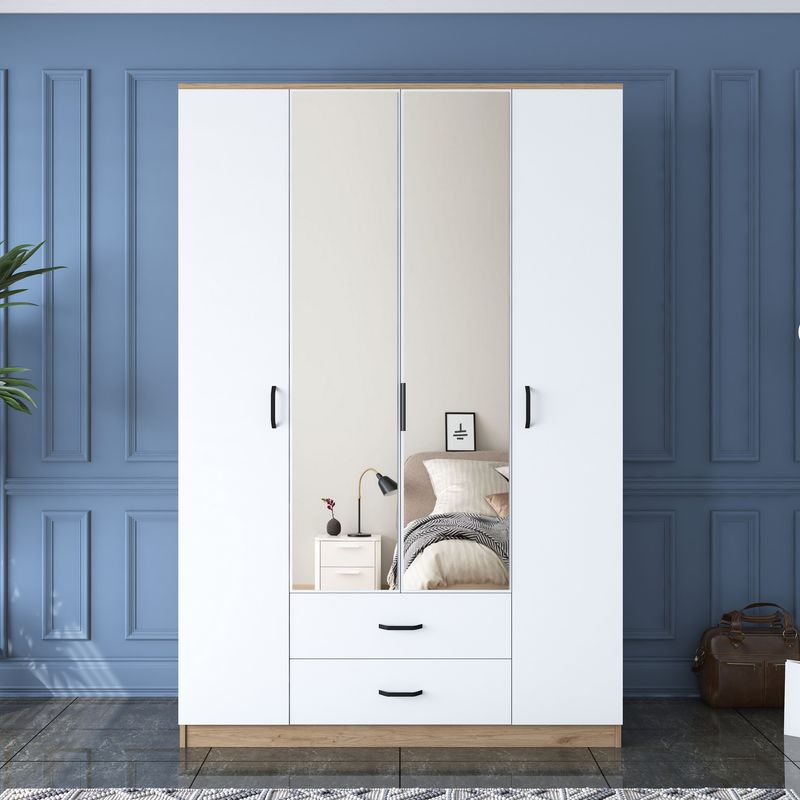 Casa si Gradina - Mobilier - Dulapuri si sifoniere - Sifoniere - Sifonier, Hanah Home, pal melaminat, nuc si alb, 210x210x51.5 cm, 893RAN5406 - Infinity.ro