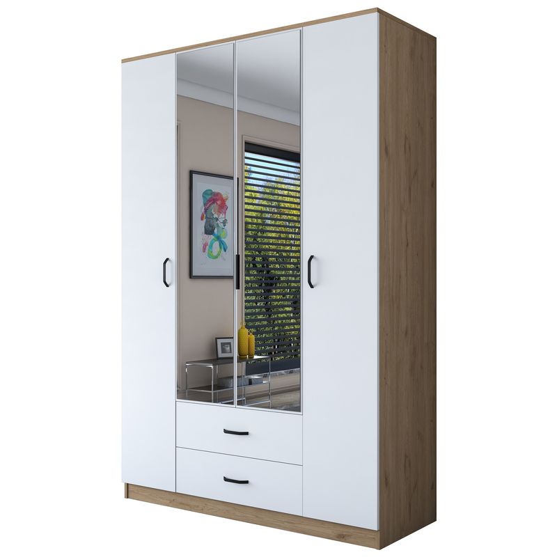 Casa si Gradina - Mobilier - Dulapuri si sifoniere - Sifoniere - Sifonier, Hanah Home, pal melaminat, nuc si alb, 210x210x51.5 cm, 893RAN5406 - Infinity.ro