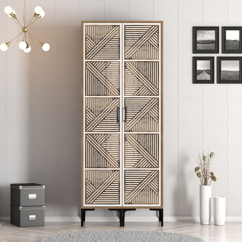 Casa si Gradina - Mobilier - Dulapuri si sifoniere - Sifoniere - Sifonier, Hanah Home, pal melaminat, nuc si alb, 80x47.5x201.4 cm, 845HCT5440 - Infinity.ro