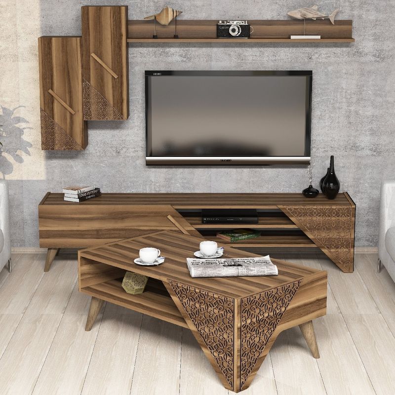Casa si Gradina - Mobilier - Seturi de mobilier - Seturi living - Set mobilier living, Hanah Home, pal melaminat, nuc, 845HCT5202 - Infinity.ro