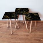 Casa si Gradina - Mobilier - Mese si birouri - Masute de cafea - Set masute de cafea, Hanah Home, mdf, negru auriu, 35x35x52 cm, 481LNA2804 - Infinity.ro