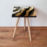 Casa si Gradina - Mobilier - Mese si birouri - Masute de cafea - Masuta laterala, Hanah Home, mdf, negru auriu alb, 35x35x42 cm, 481LNA1898 - Infinity.ro
