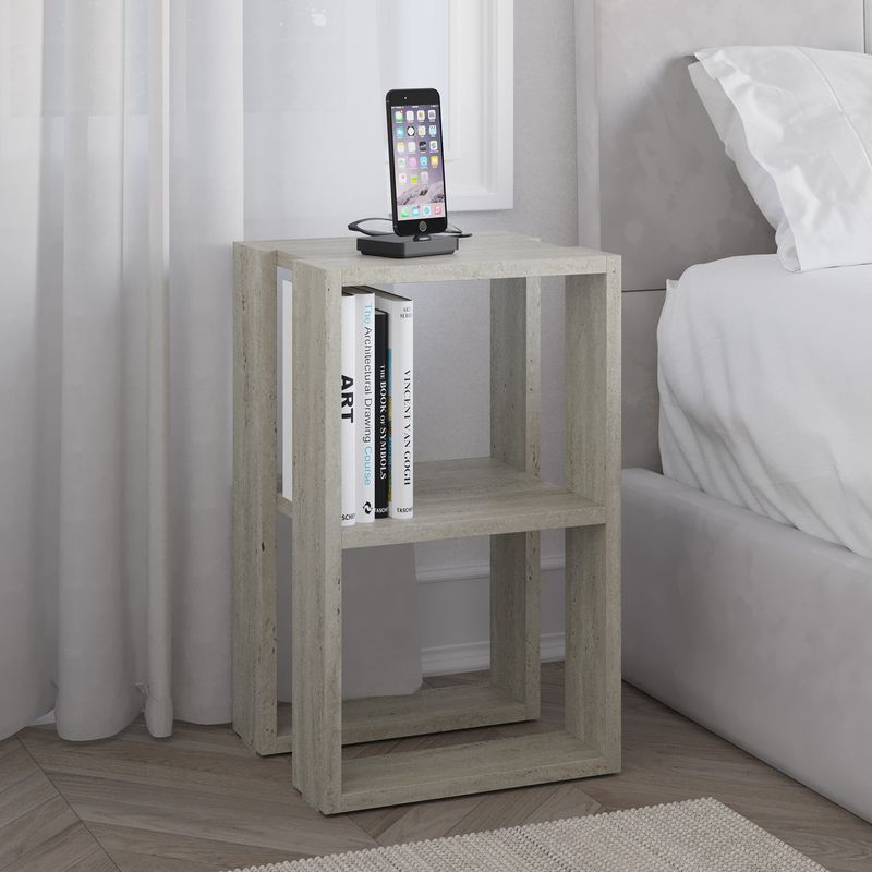 Casa si Gradina - Mobilier - Comode si corpuri - Noptiere - Noptiera, Hanah Home, pal melaminat, travertin, 30x30x55 cm, 776HMS3442 - Infinity.ro