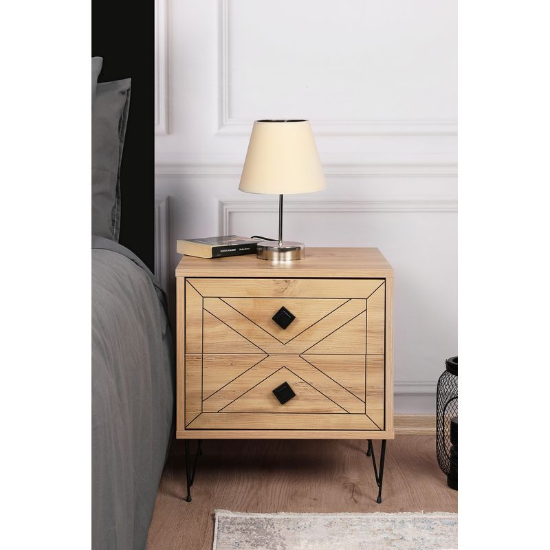 Casa si Gradina - Mobilier - Comode si corpuri - Noptiere - Noptiera, Hanah Home, pal melaminat, pin, 50x40x55 cm, 854KLN3311 - Infinity.ro