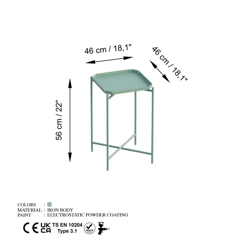 Casa si Gradina - Mobilier - Mese si birouri - Masute de cafea - Masuta de cafea, Hanah Home, metal, verde, 46x46x56 cm, 491CRT1148 - Infinity.ro