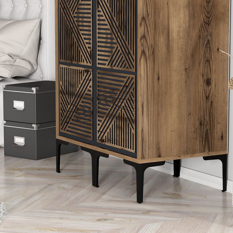 Casa si Gradina - Mobilier - Dulapuri si sifoniere - Sifoniere - Sifonier, Hanah Home, pal melaminat, nuc si antracit, 80x47.5x201.4 cm, 845HCT5439 - Infinity.ro