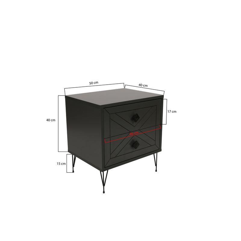 Casa si Gradina - Mobilier - Comode si corpuri - Noptiere - Noptiera, Hanah Home, pal melaminat, antracit, 50x40x55 cm, 854KLN3310 - Infinity.ro