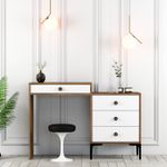 Casa si Gradina - Mobilier - Comode si corpuri - Masute de toaleta - Masa de machiaj, Hanah Home, pal melaminat, nuc si alb, 124x40x84.7 cm, 845HCT2302 - Infinity.ro