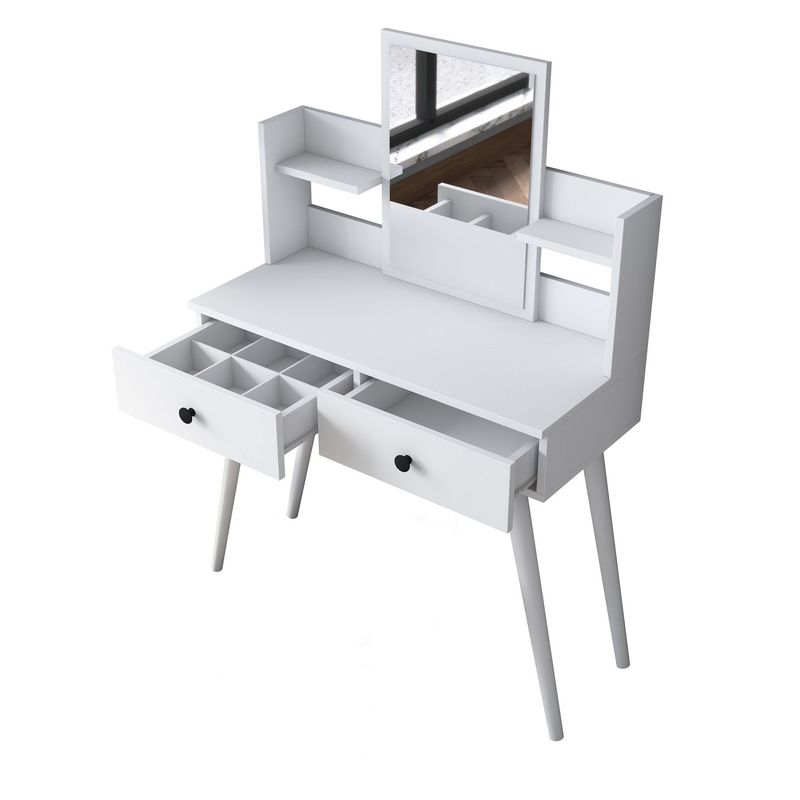 Casa si Gradina - Mobilier - Comode si corpuri - Masute de toaleta - Masa de machiaj, Hanah Home, pal melaminat, alb, 103x40x111.8 cm, 893RAN5404 - Infinity.ro