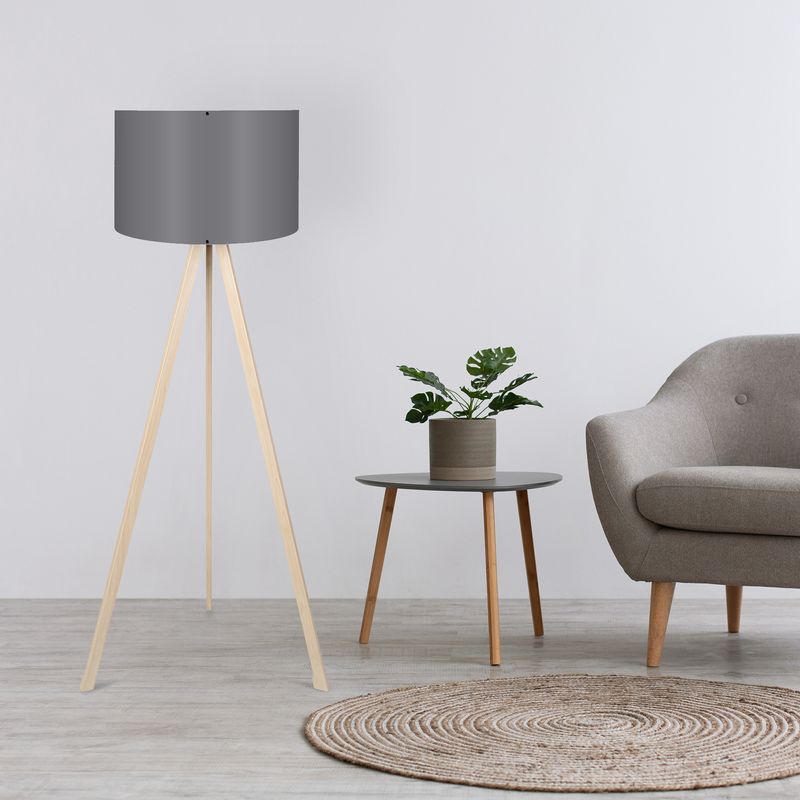 Casa si Gradina - Corpuri si surse de iluminat - Veioze si lampi - Lampadare - Lampadar, Opviq, mdf si pvc, gri stejar, 38x140 cm, 780SGN3437 - Infinity.ro